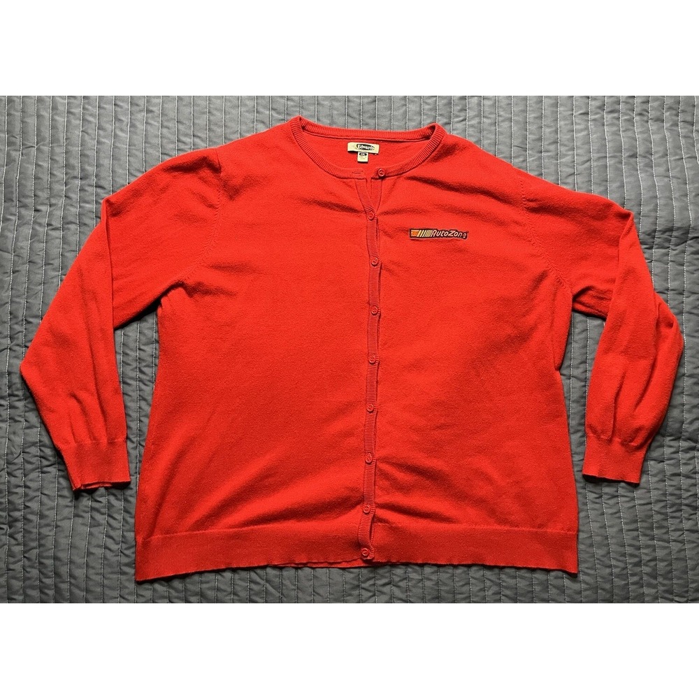 Edwards Autozone Full Button Long Sleeve Cardigan Sweater Adult Size 2XL Red